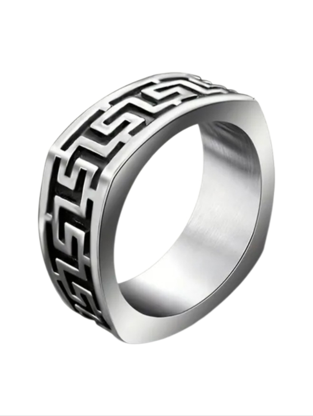 New Staunless Stell Greek Key Band Ring Geometric Size 11